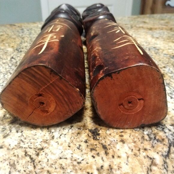 Vintage Korean Miniature Wooden Tiki Totem Pole Guardian Jangseung Figures 14" - Picture 9 of 9